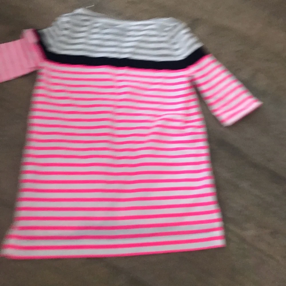✮FREE✮ Adorable Striped Hot Pink Black White Pocket Dress Tunic Osh Kosh
